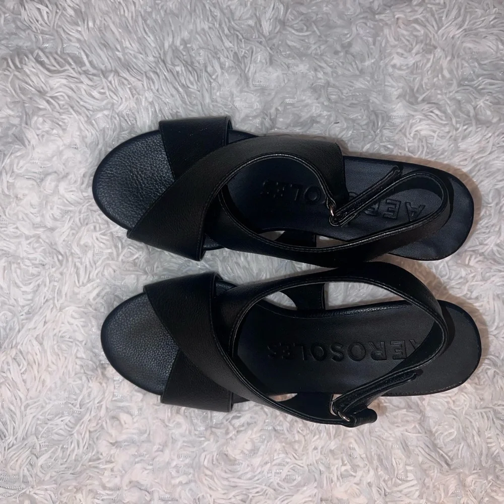 Aerosoles Black Wedge Sandals